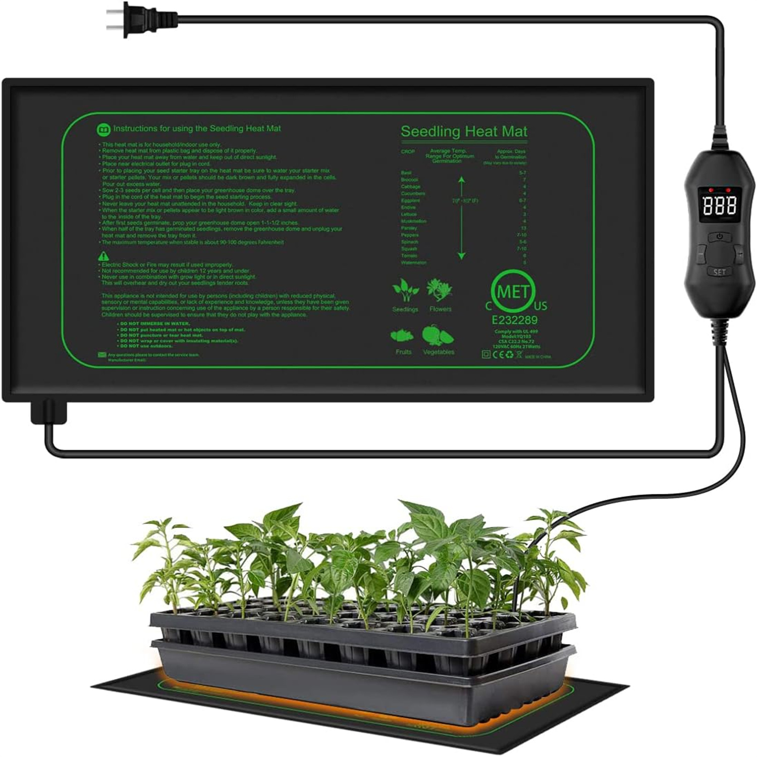 Seedling Heat Mat - Tapis chauffant pour semis avec thermostat