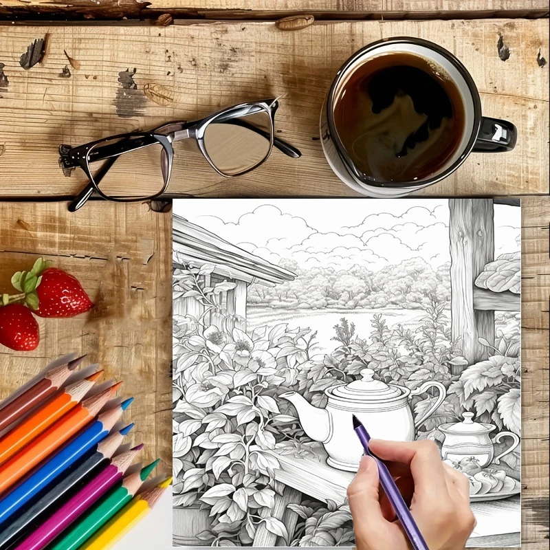 Livre de coloriage Tea In The  - Farming And Agriculture avis et prix